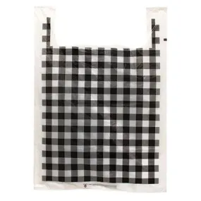 100/Pkg Black & White Plaid Large Plastic Bags 30 x20 x10"