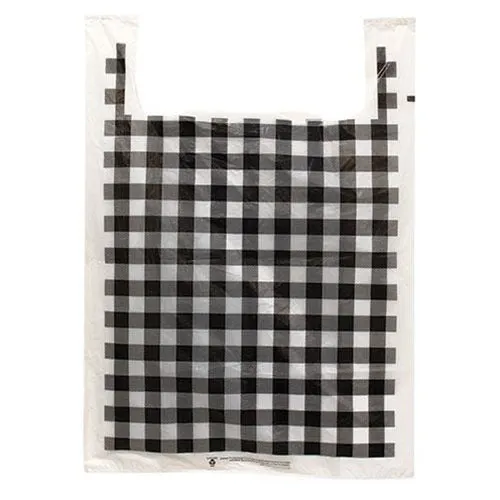 100/Pkg Black & White Plaid Large Plastic Bags 30 x20 x10"