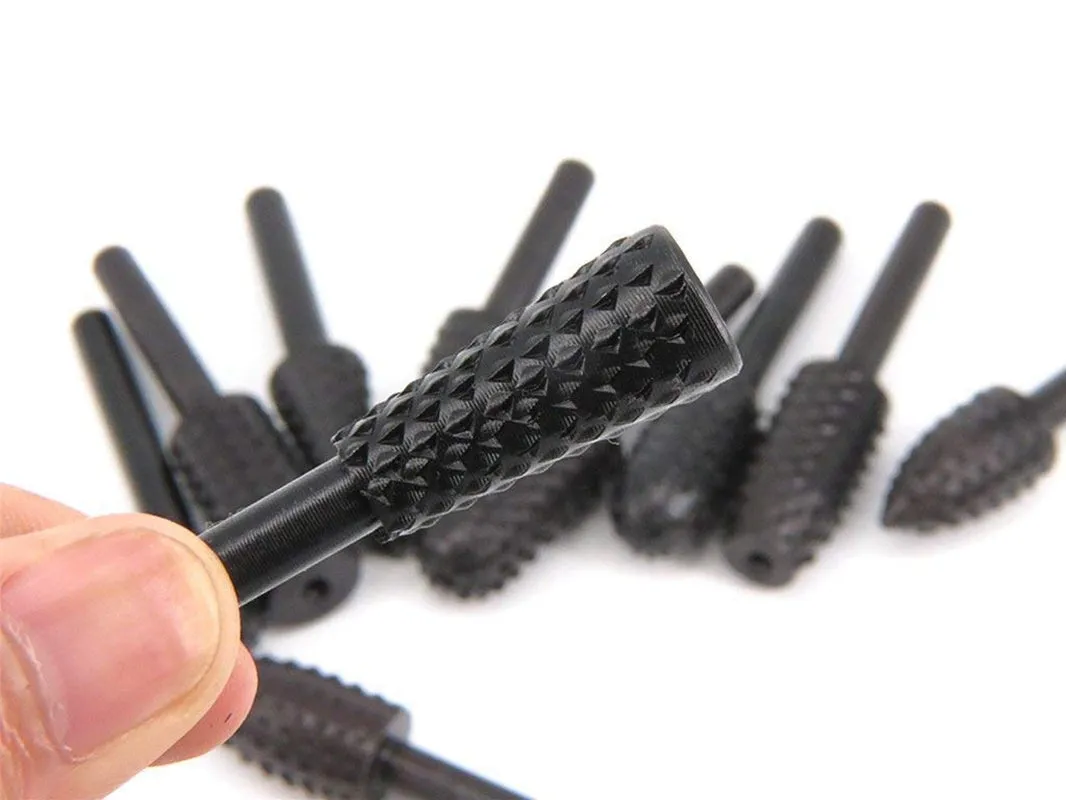 10PCS Woodworking Twist Drill Bits, Wood Carving File Rasp Drill Bits 6.3Mm(1/4") Shank Electrical Tools Woodworking Rasp Chisel Shaped Rotating