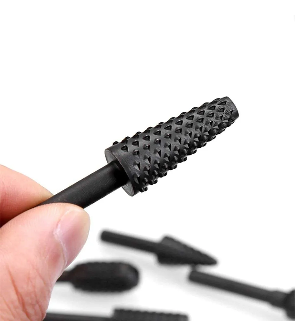 10PCS Woodworking Twist Drill Bits, Wood Carving File Rasp Drill Bits 6.3Mm(1/4") Shank Electrical Tools Woodworking Rasp Chisel Shaped Rotating