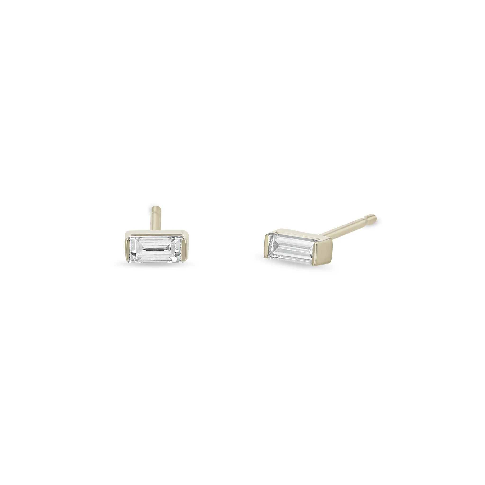 14k Gold Baguette Diamond Studs