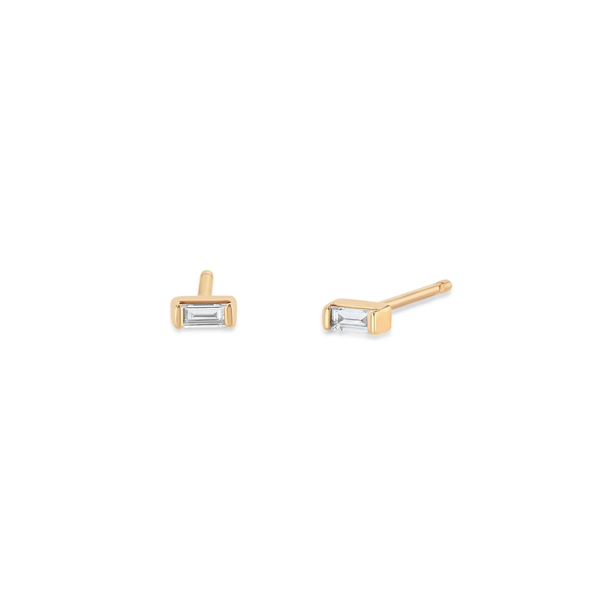 14k Gold Baguette Diamond Studs