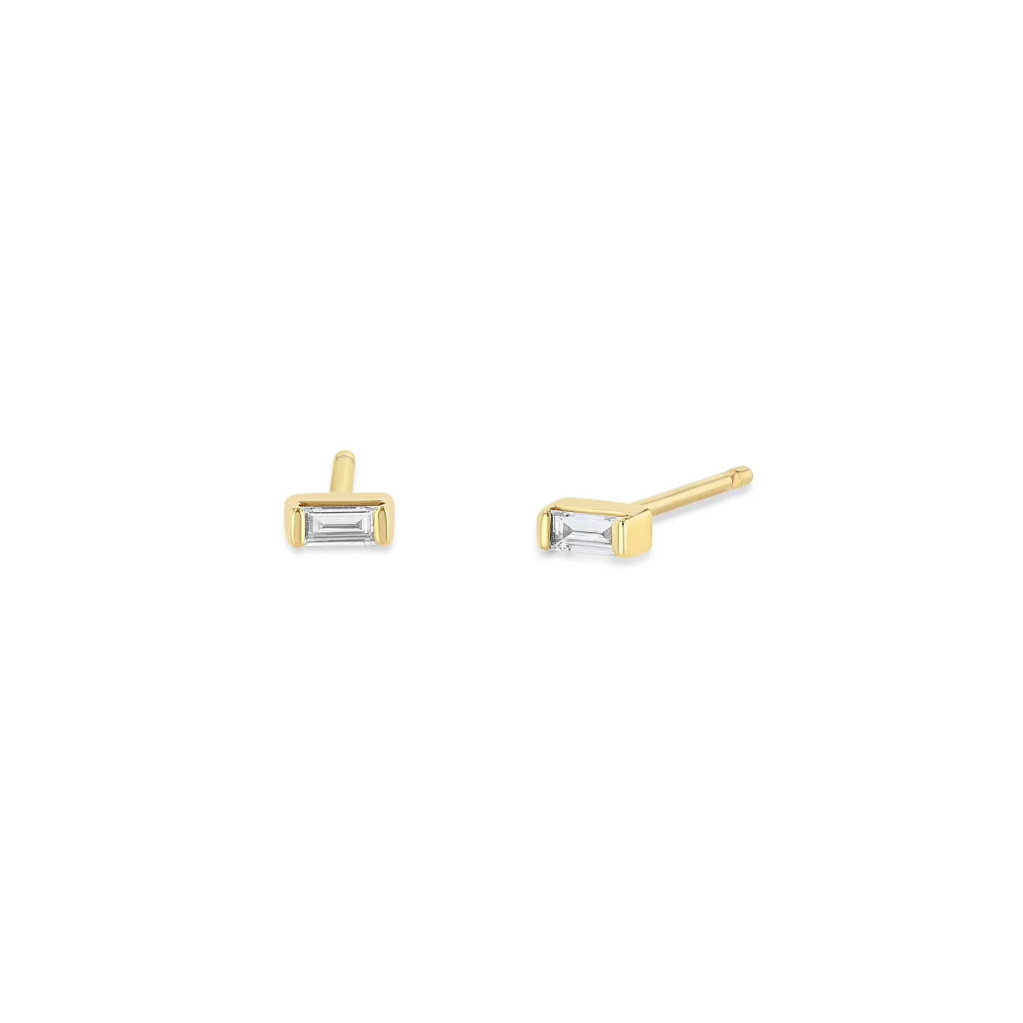 14k Gold Baguette Diamond Studs