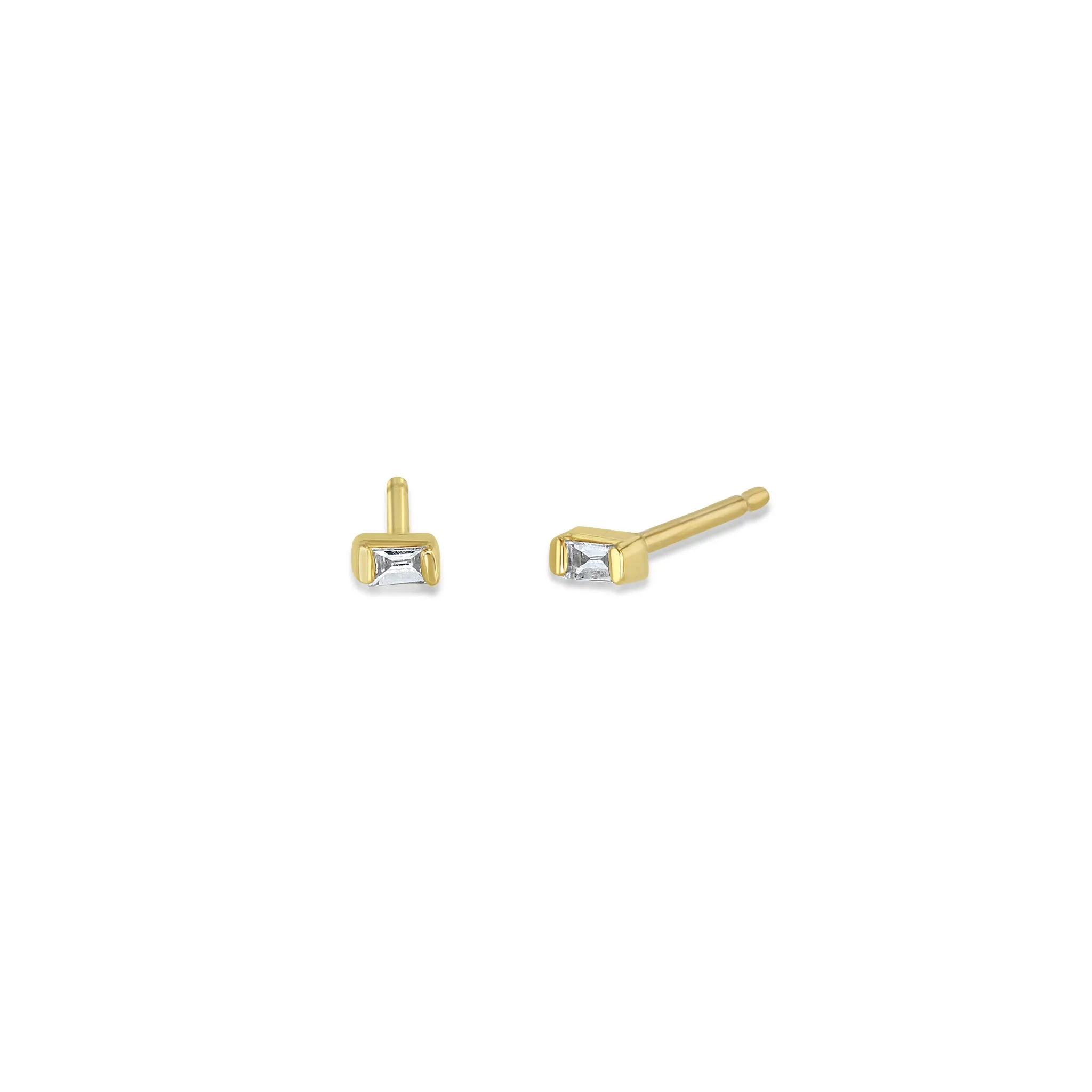 14k Gold Baguette Diamond Studs