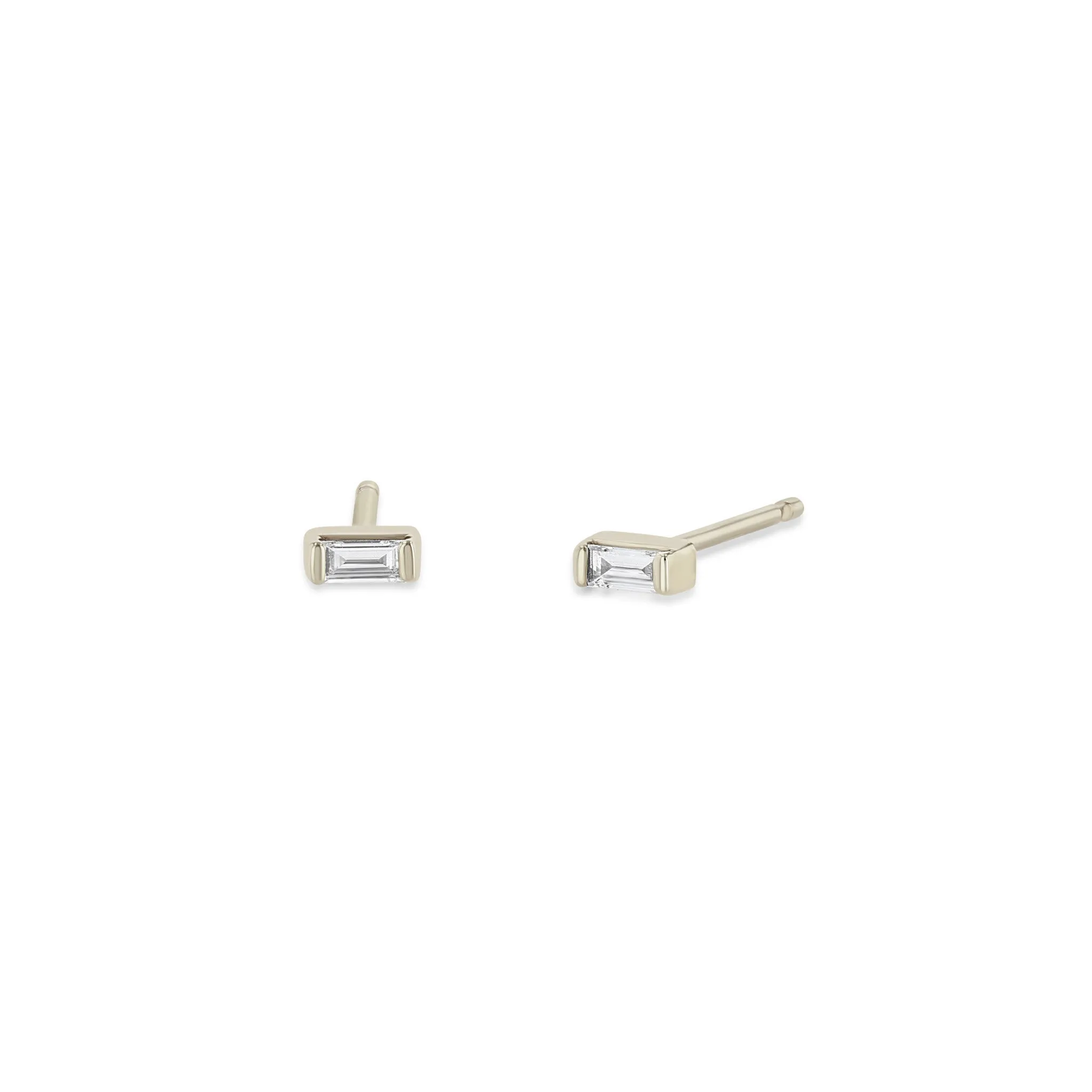 14k Gold Baguette Diamond Studs