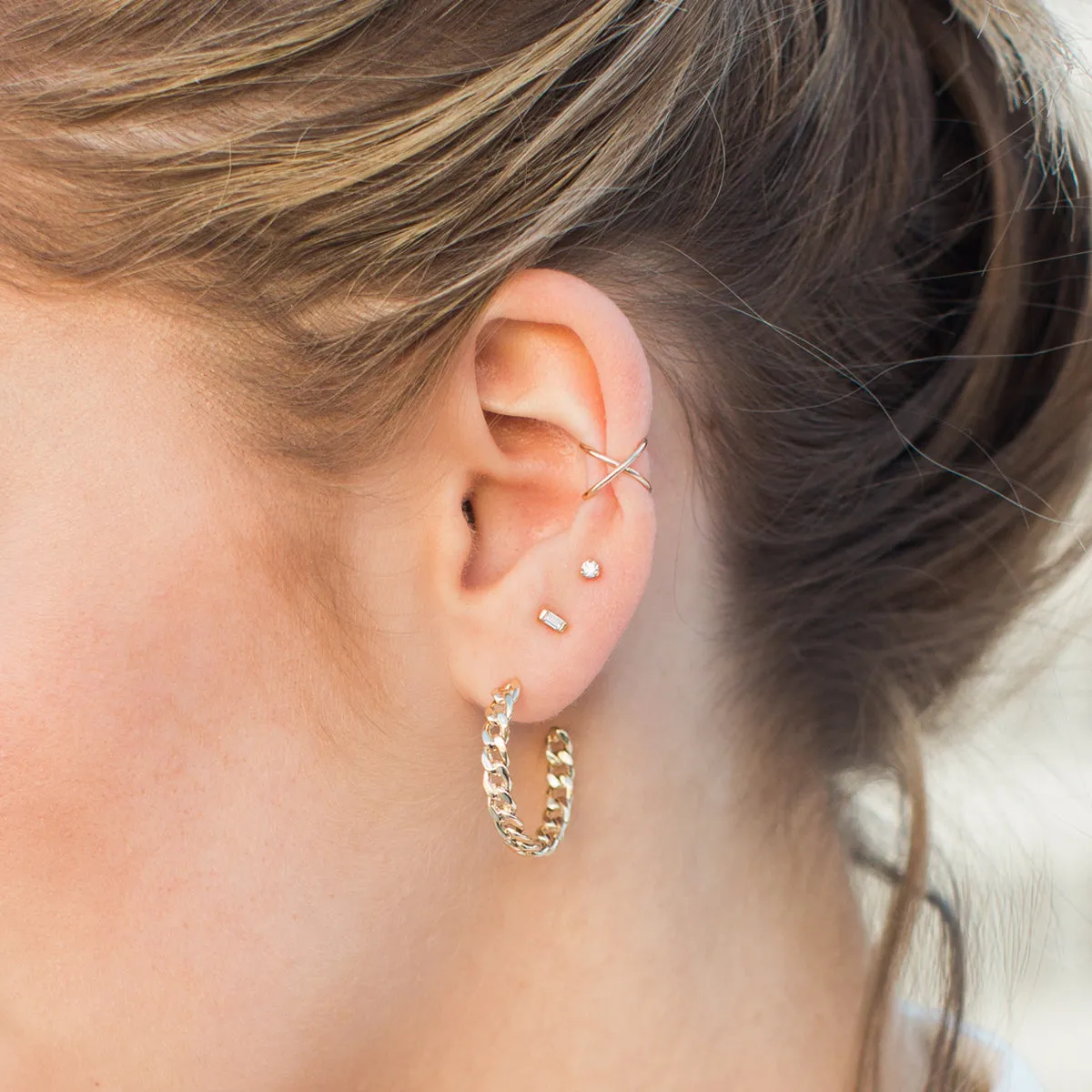 14k Gold Baguette Diamond Studs