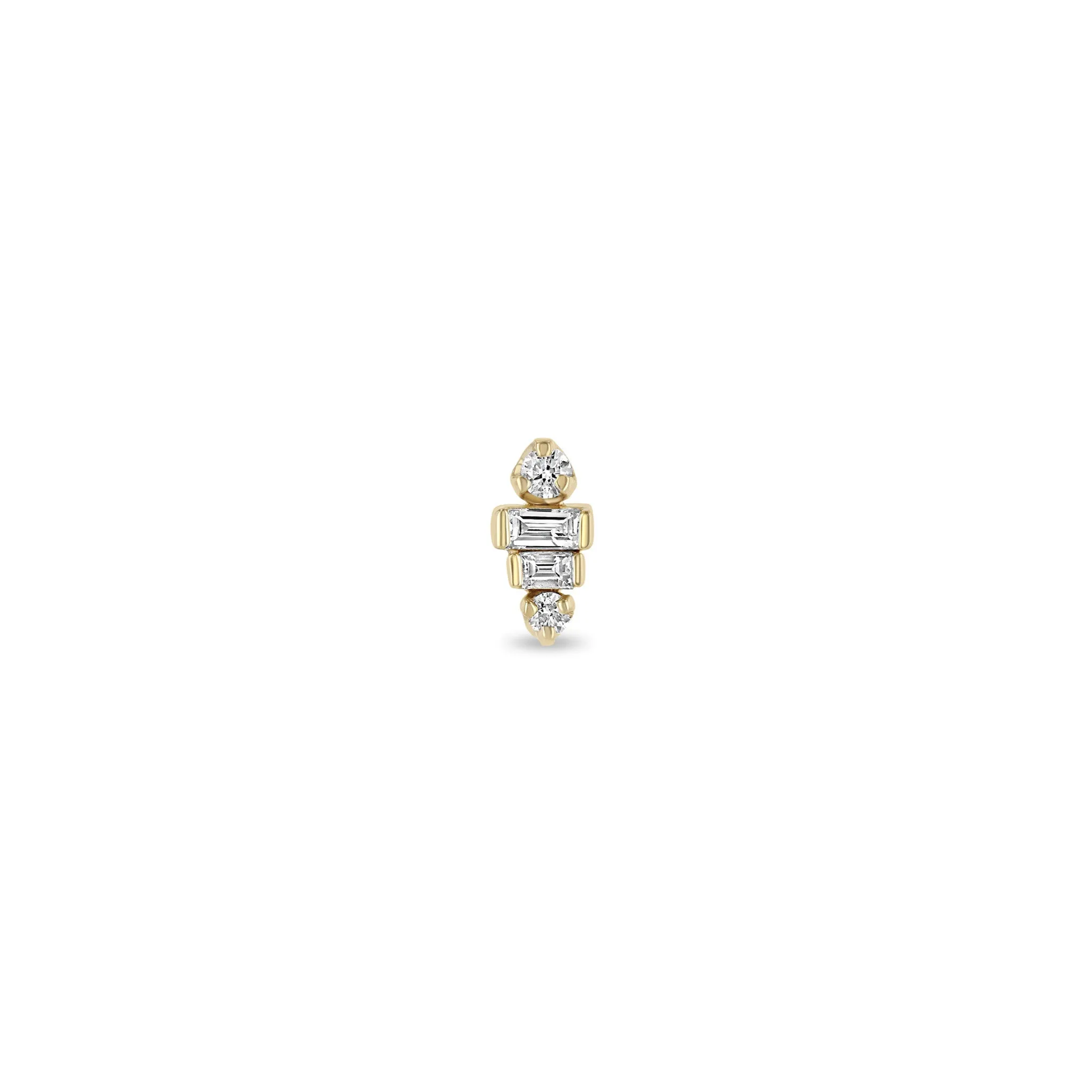 14k Graduated Baguette & Prong Diamond Stacked Studs