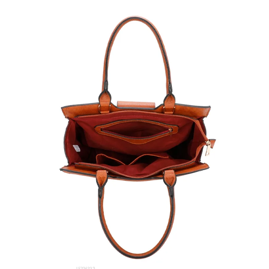 3-in-1 Buckled detail tote set - red
