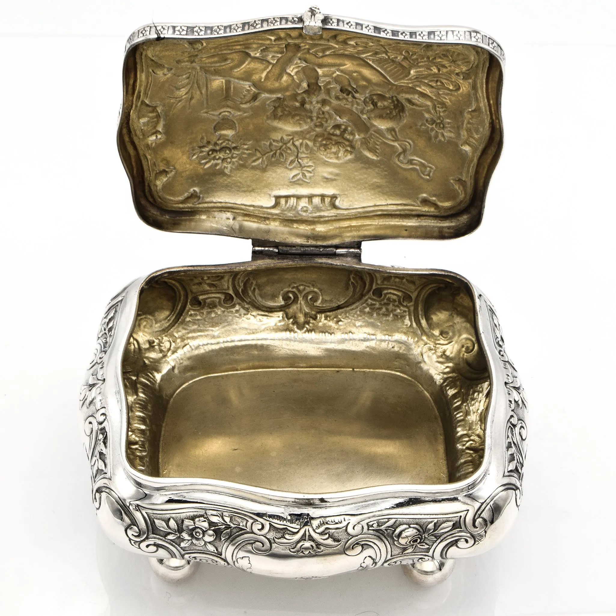 Antique Victorian Sterling Silver Cherub Box