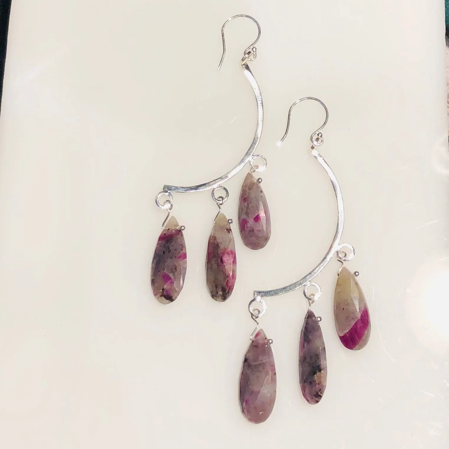 Crescent gemstone earrings