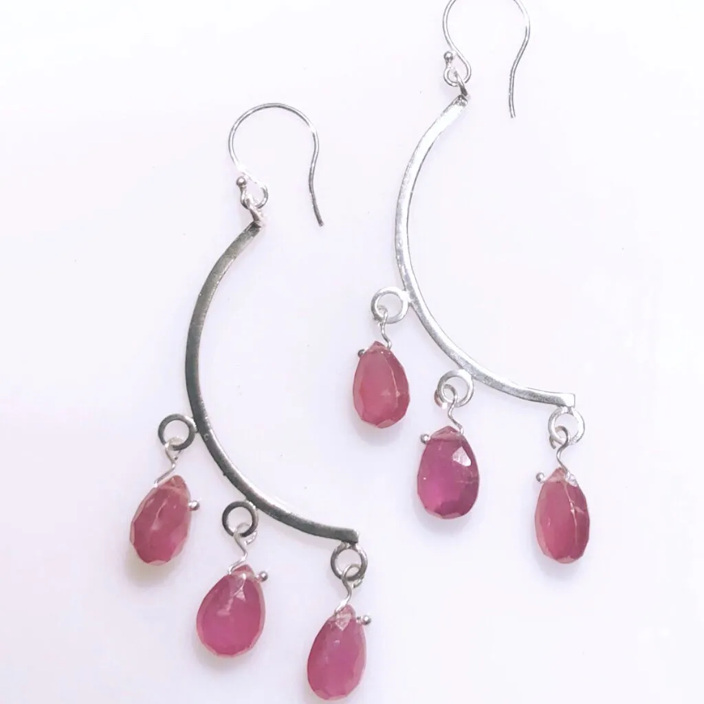 Crescent gemstone earrings