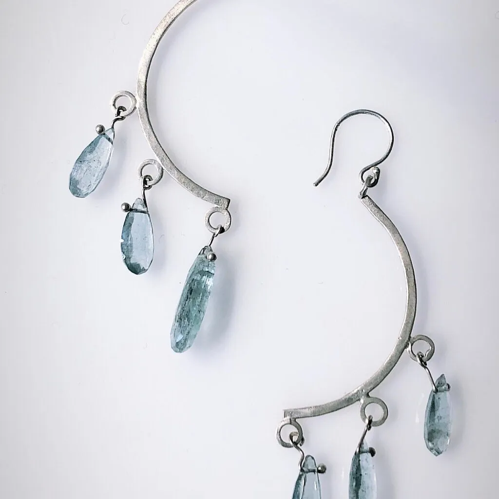 Crescent gemstone earrings