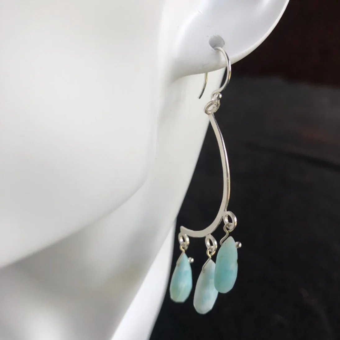 Crescent Larimar Earrings