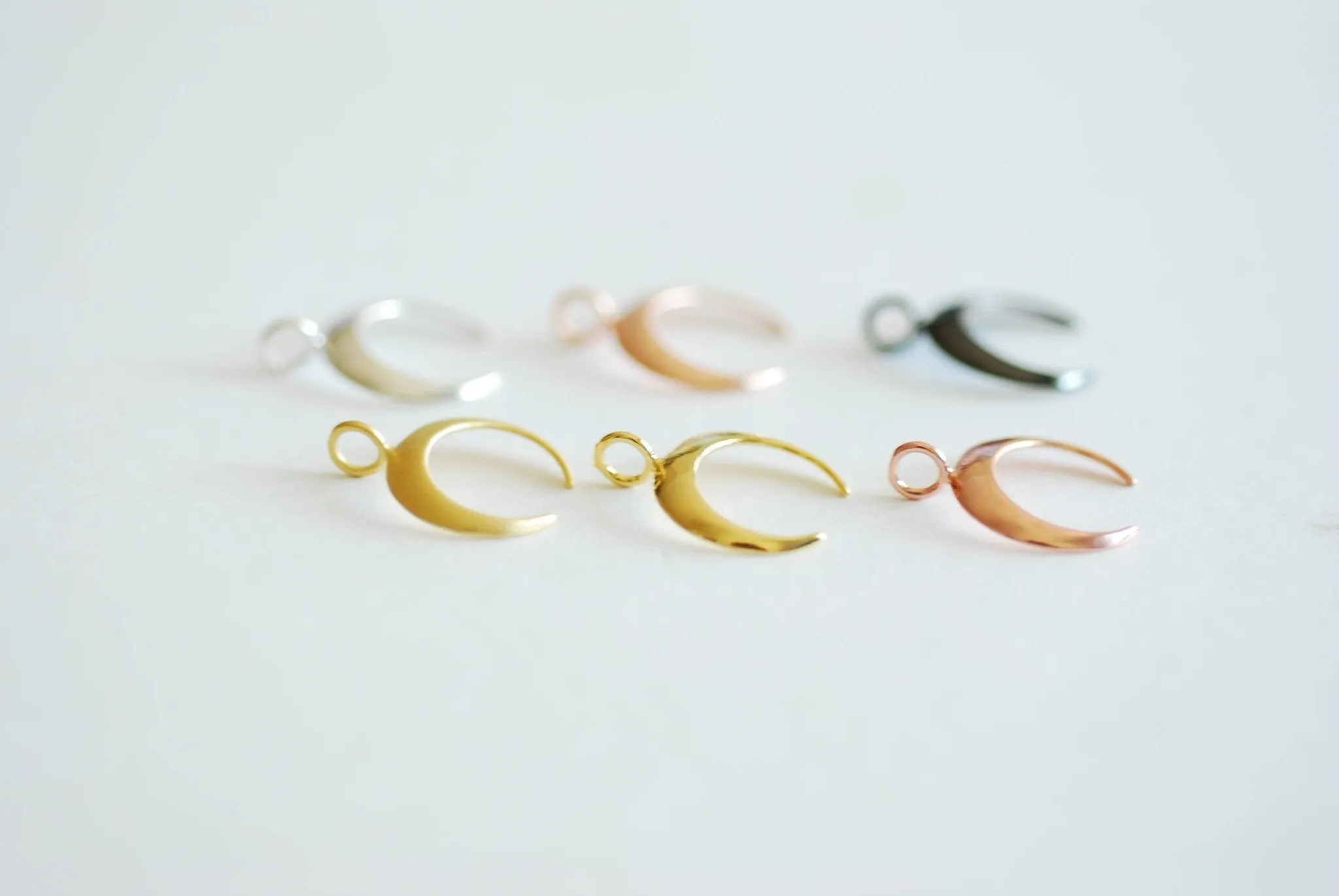 Crescent Moon Wholesale Charm Pendant- Choose Sterling Silver, Gold, Rose Gold, Half moon charm pendant, Crescent Moon, Tusk Charm, Moon Charm, 365