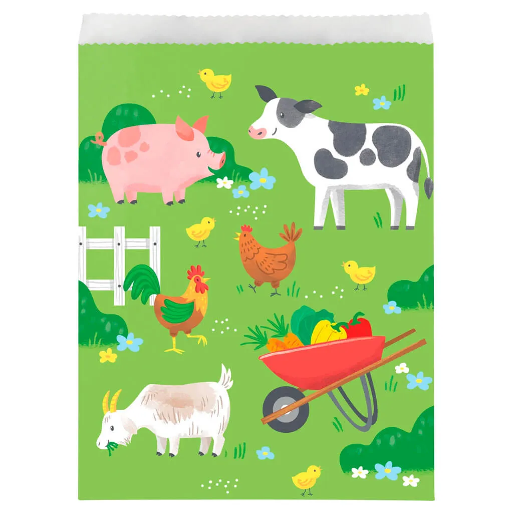 Farm Animals Large Paper Treat Bags, 8ct