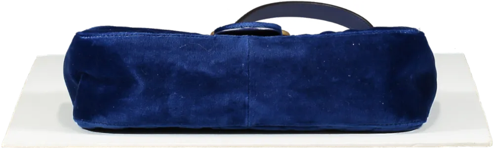 Gucci Gg Marmont Mini Velvet Shoulder Bag In Blue One Size