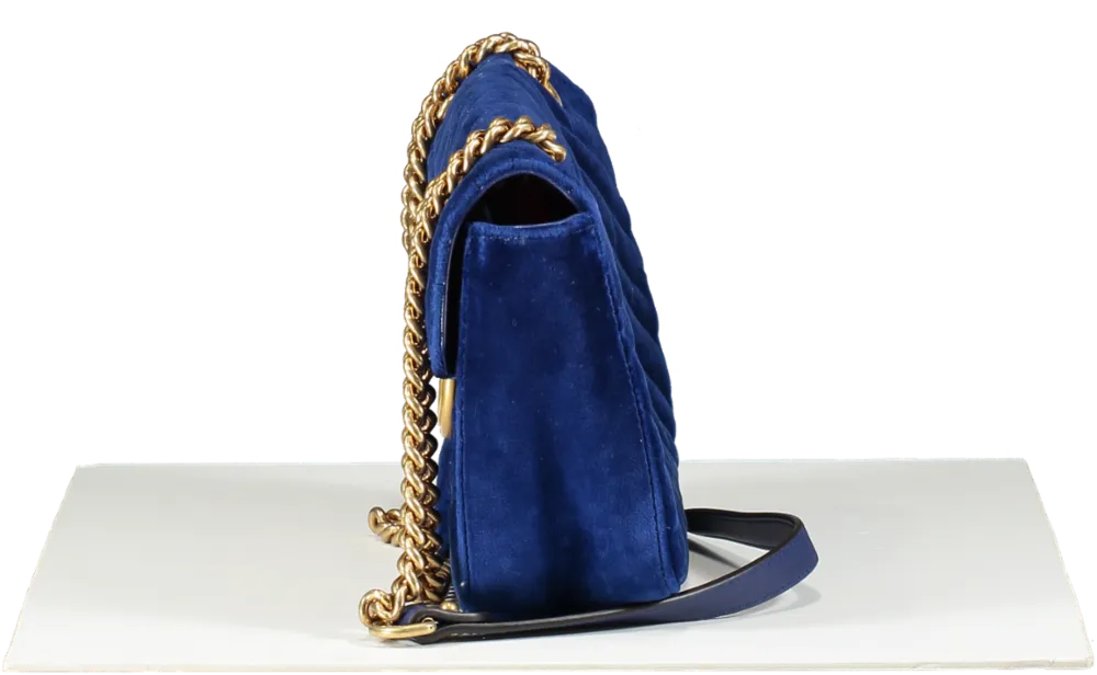 Gucci Gg Marmont Mini Velvet Shoulder Bag In Blue One Size