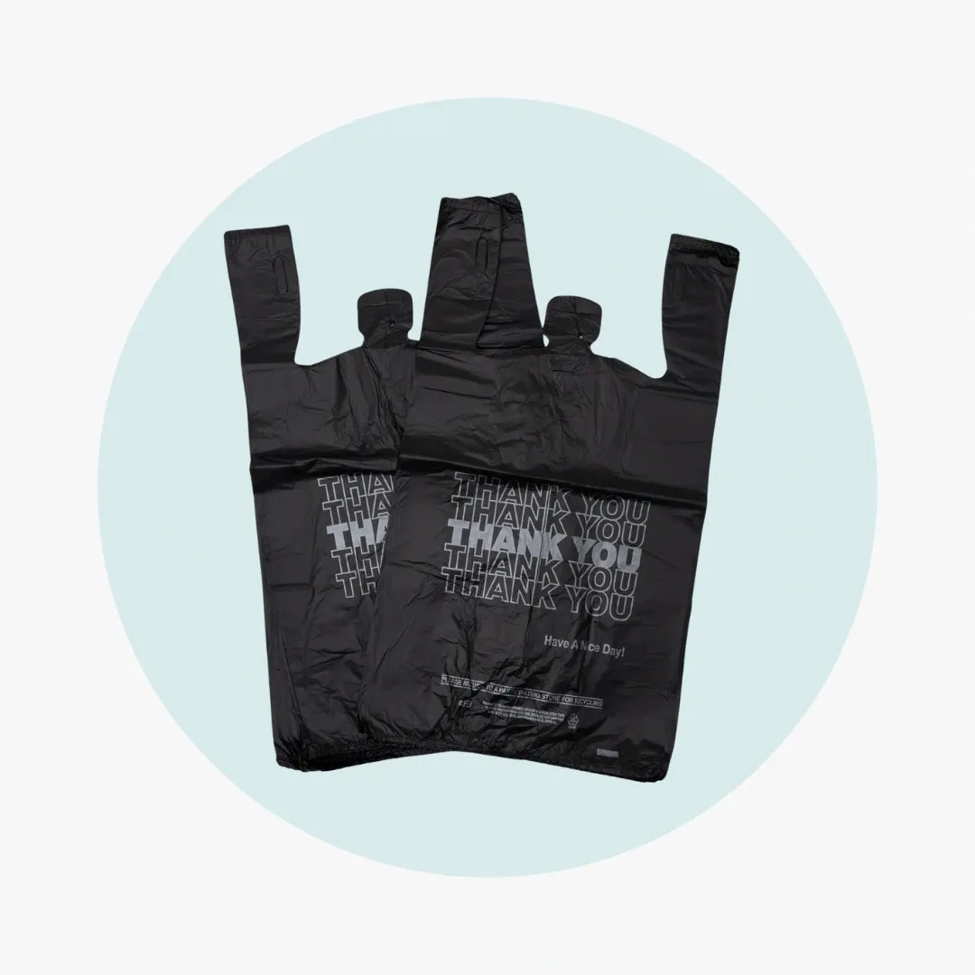 Happy Face T Shirt Bags Extra Large - BLACK