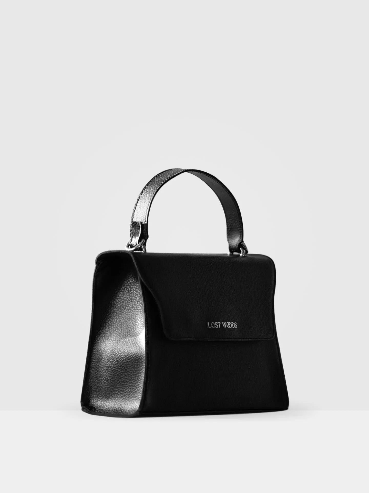 Ivy MIRUM Leather Vegan Handle Bag |  Black & Silver