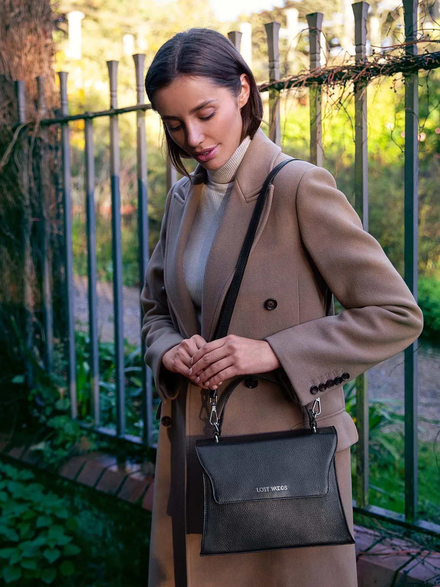 Ivy MIRUM Leather Vegan Handle Bag |  Black & Silver