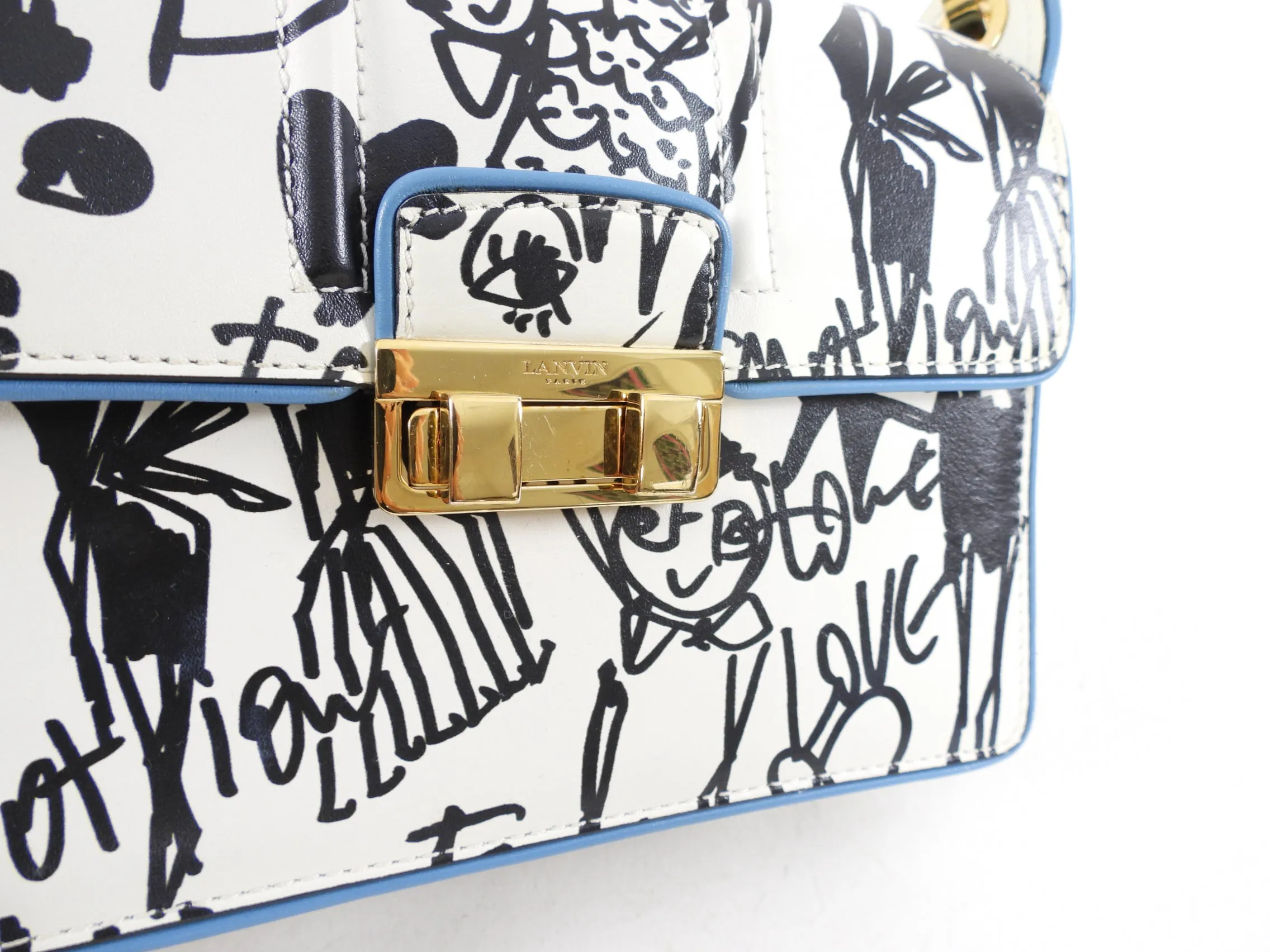 Lanvin Black White Graffiti Print Jiiji Shoulder Bag
