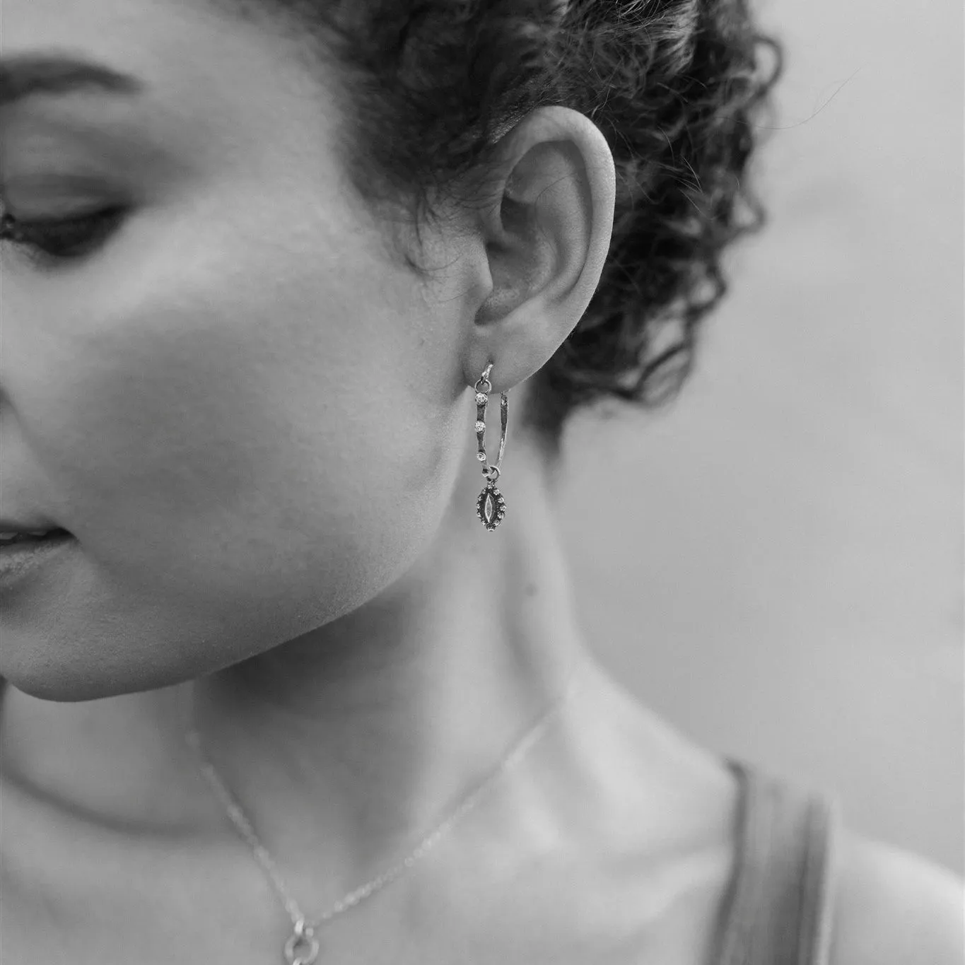 MOON RIVETED Midi Hoops - Silver