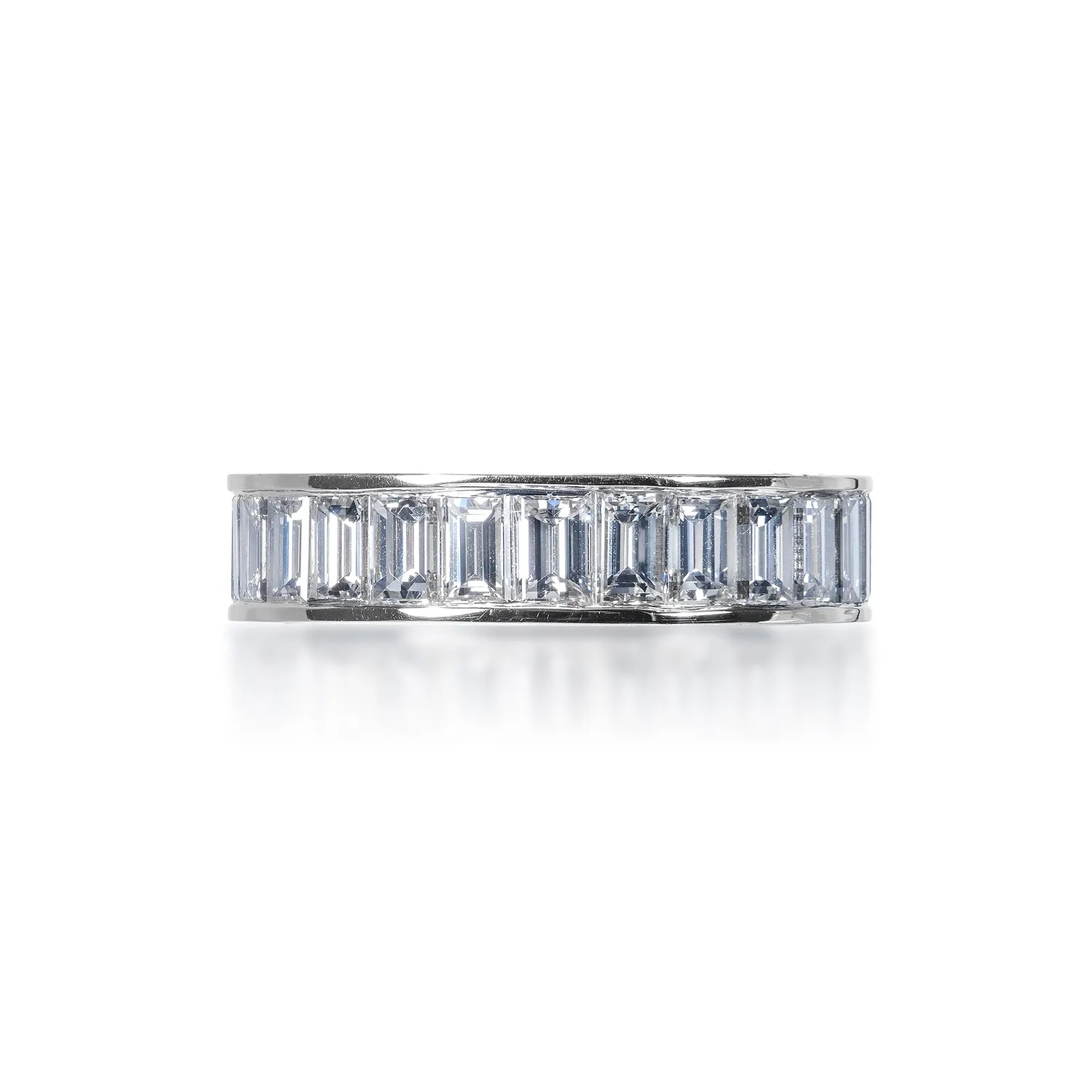 Nalani 5 Carat channel Set Straight Baguette Cut Diamond Eternity Band in 18k White Gold