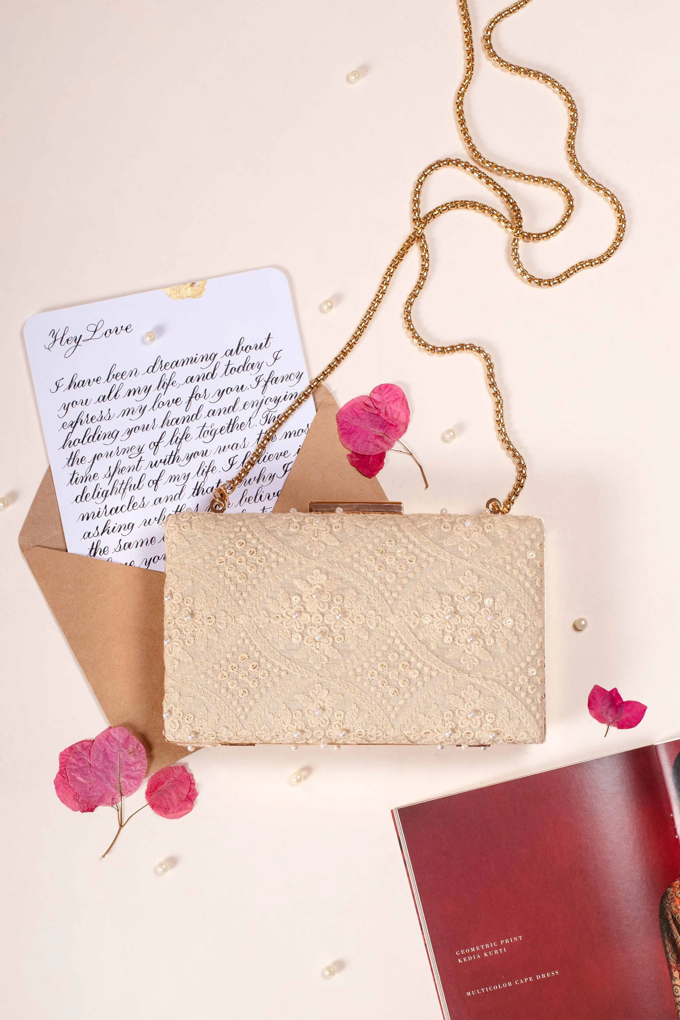 Oyster Beige Pearl Clutch