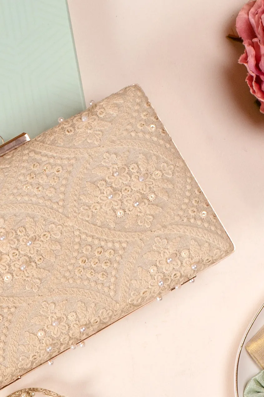 Oyster Beige Pearl Clutch