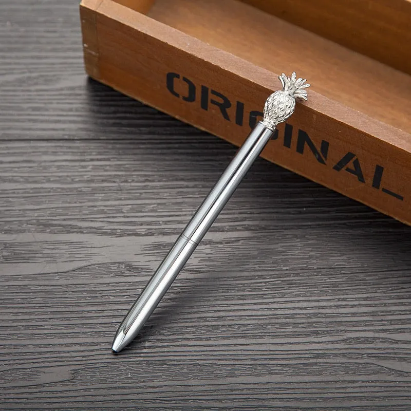Pineapple Black Ink Ball Pen - Silver