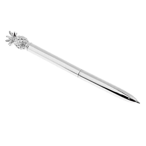 Pineapple Black Ink Ball Pen - Silver