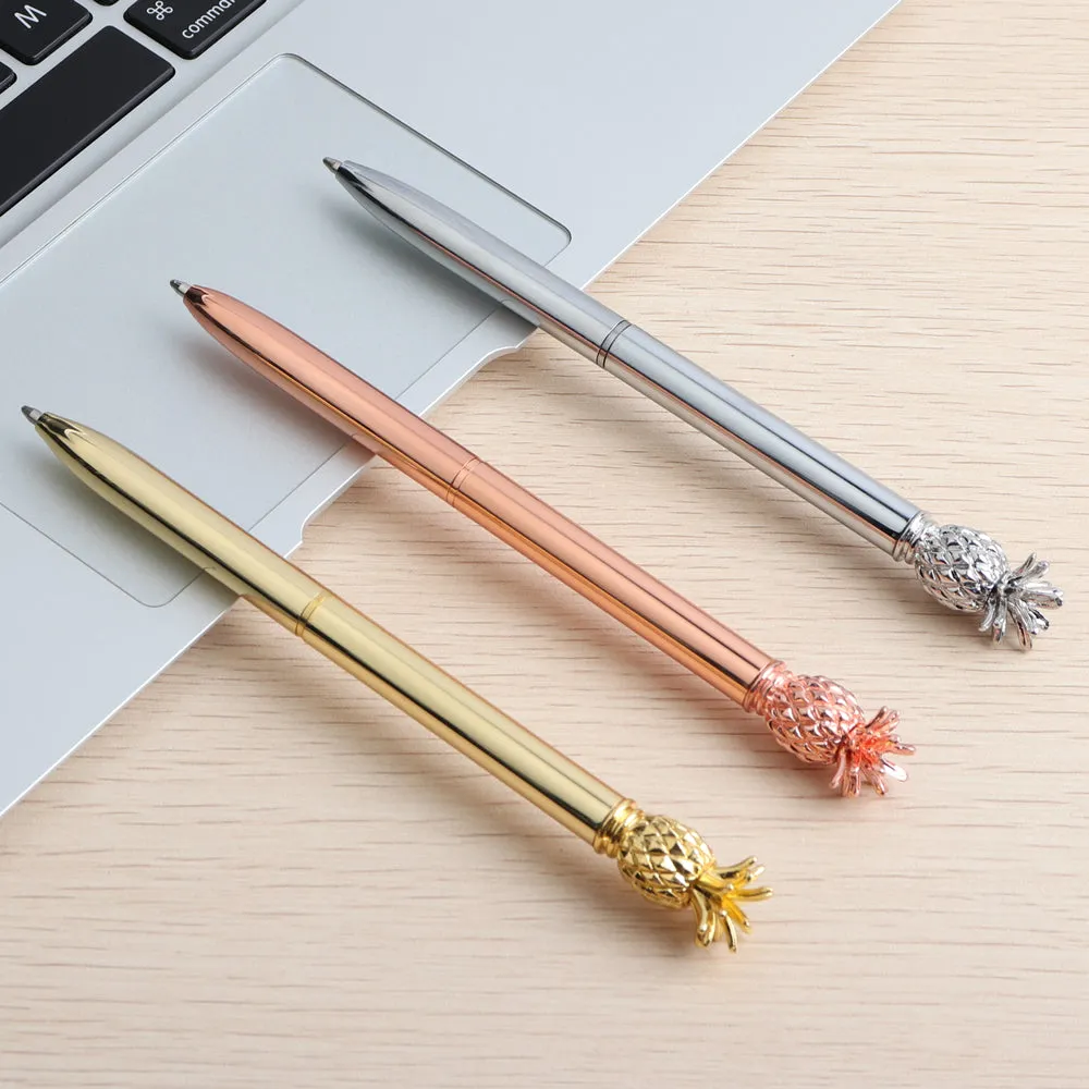 Pineapple Black Ink Ball Pen - Silver