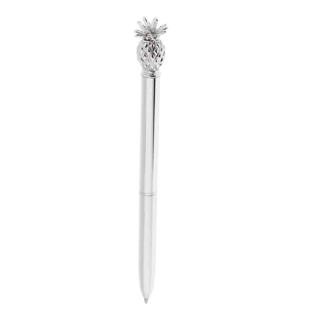 Pineapple Black Ink Ball Pen - Silver