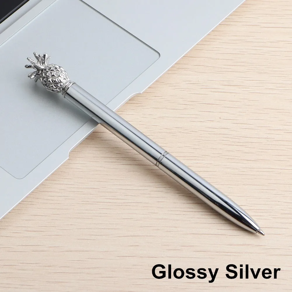 Pineapple Black Ink Ball Pen - Silver