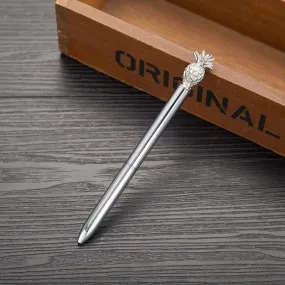 Pineapple Black Ink Ball Pen - Silver
