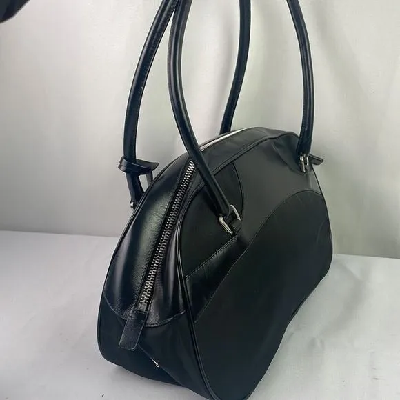 PradaBlackNylon Leather Satchel Bag