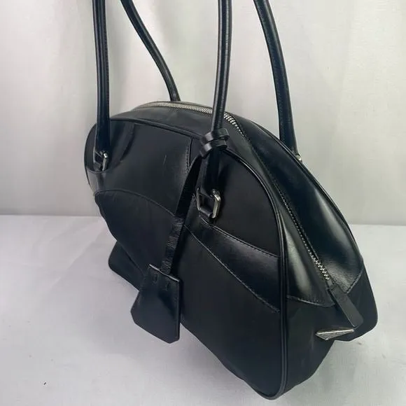 PradaBlackNylon Leather Satchel Bag