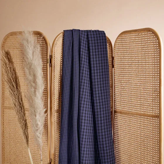 Reversible Cotton Gingham Double Gauze Cobalt Night