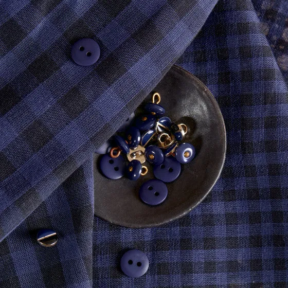 Reversible Cotton Gingham Double Gauze Cobalt Night