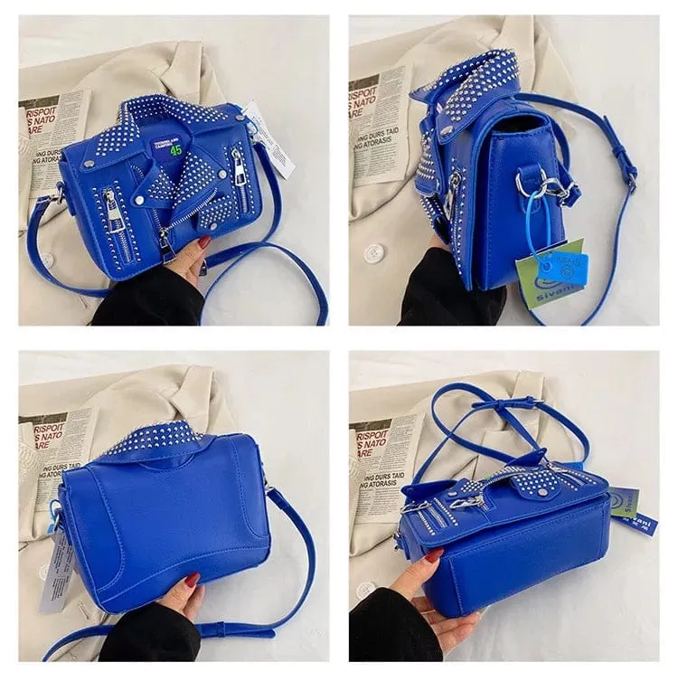 Rhinestone Leather Jacket Bag